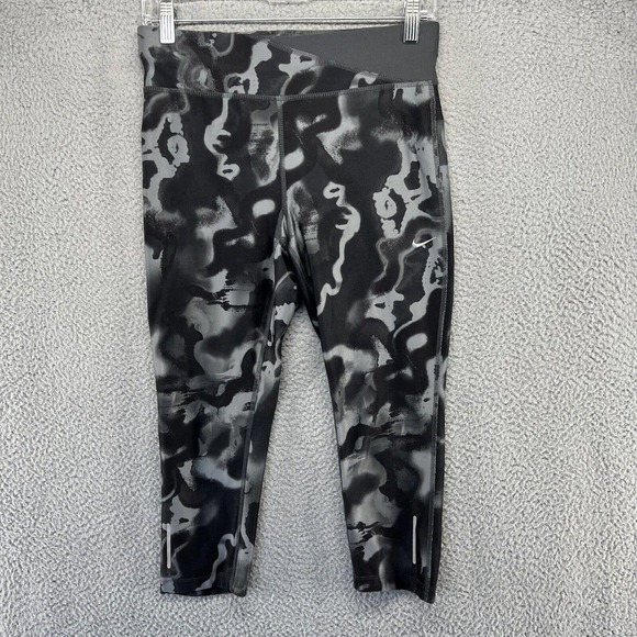 Nike Leggings Women's Small Black Red Tie Dye Running Athletic Workout Gym Logo - Picture 1 of 9